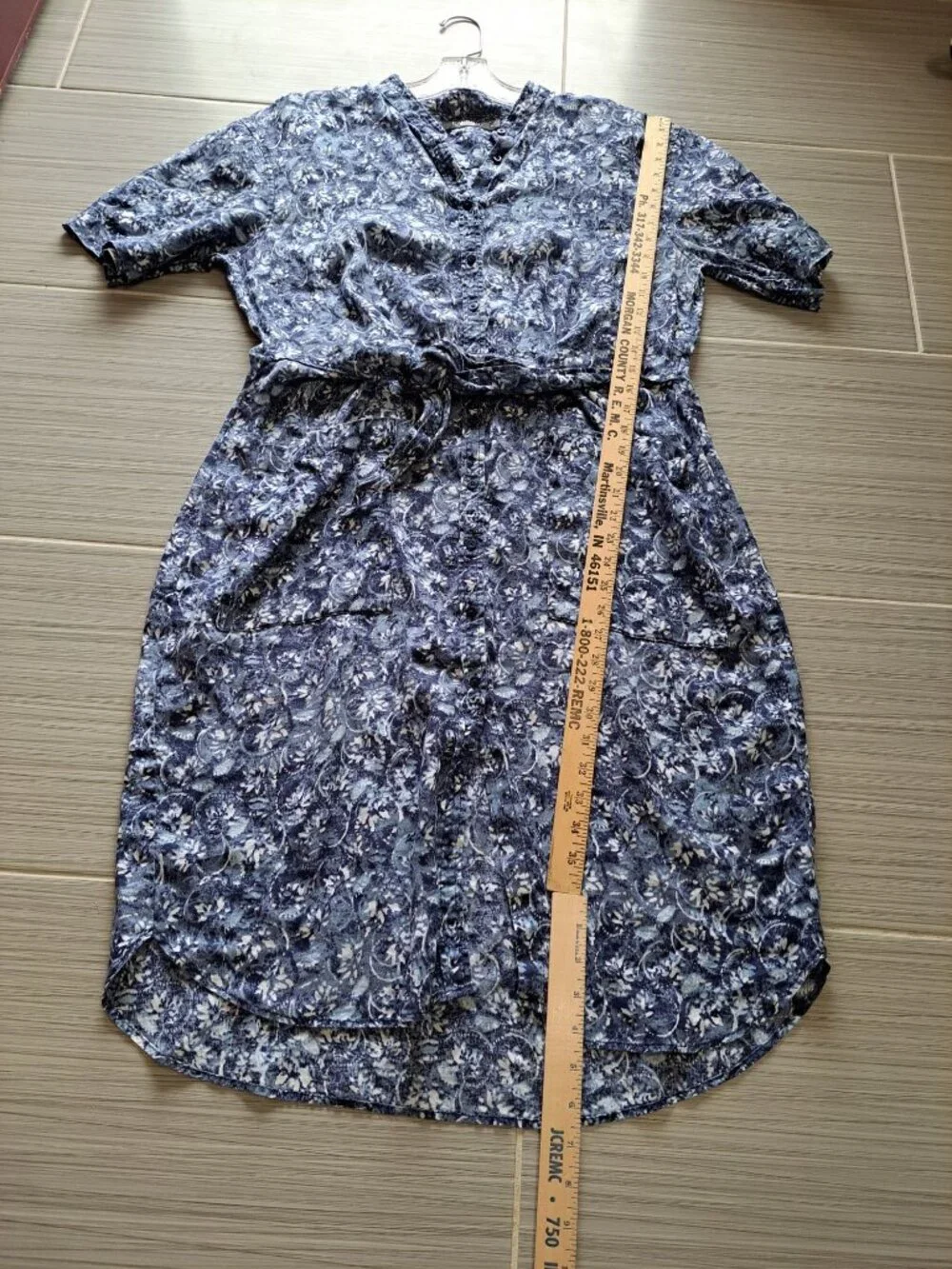 Lauren Ralph Lauren Linen Floral Shirtdress Tie Waist Blue Plus Size 14 Women's - Picture 12 of 12